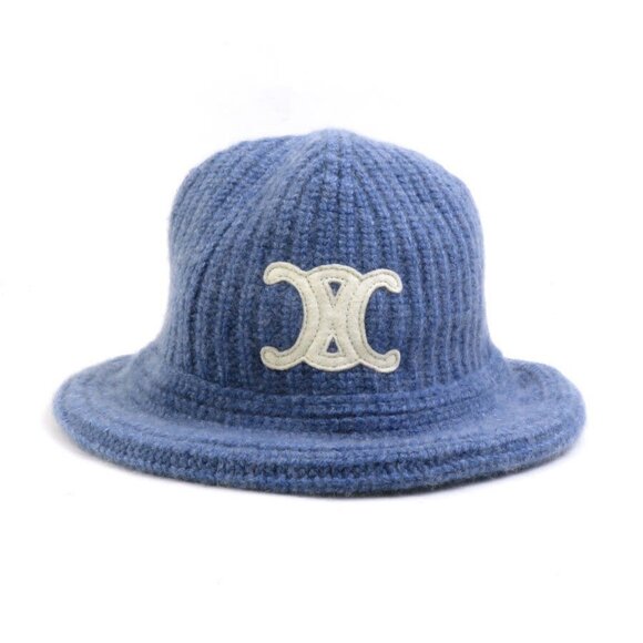 Auth CELINE Bucket Hat Blue/White Cashmere - h30300f main image 8
